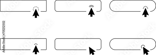 Click Blank Button with pointer clicking. Mouse Pointer Pictogram. Action button. Cursor icon. Vector illustration. photo