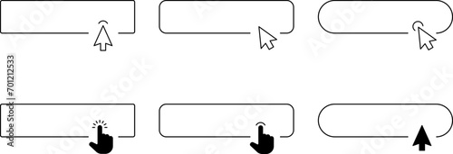 Click Blank Button with pointer clicking. Mouse Pointer Pictogram. Action button. Cursor icon. Vector illustration.