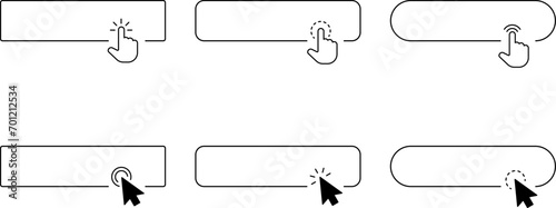 Click Blank Button with pointer clicking. Mouse Pointer Pictogram. Action button. Cursor icon. Vector illustration. photo