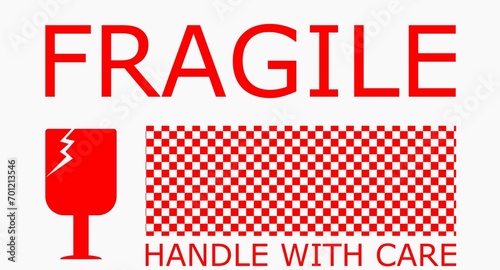 Red on white Sticker fragile handle with care  photo