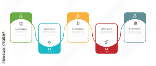 Design template infographic vector element with 5 step process line connected suitable for web presentation and business information