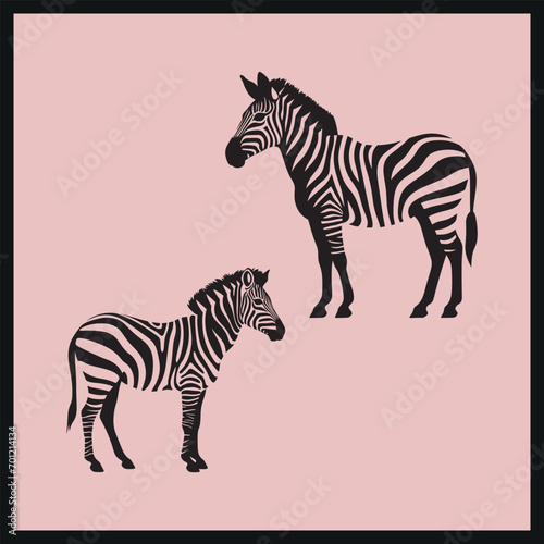 Zebra Stripes black Silhouette Clip  Zebra couple standing  Wild animal texture