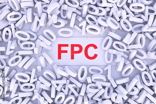 FPC concept with scattered binary code 3D illustration