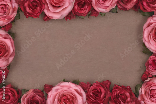 Romantic Floral Border, Flowers Border With Copy Space, Flowers Frame for Valentines, Flowers Border for Valentines