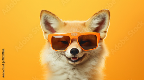 Portrait of stylish fox wearing sunglasses