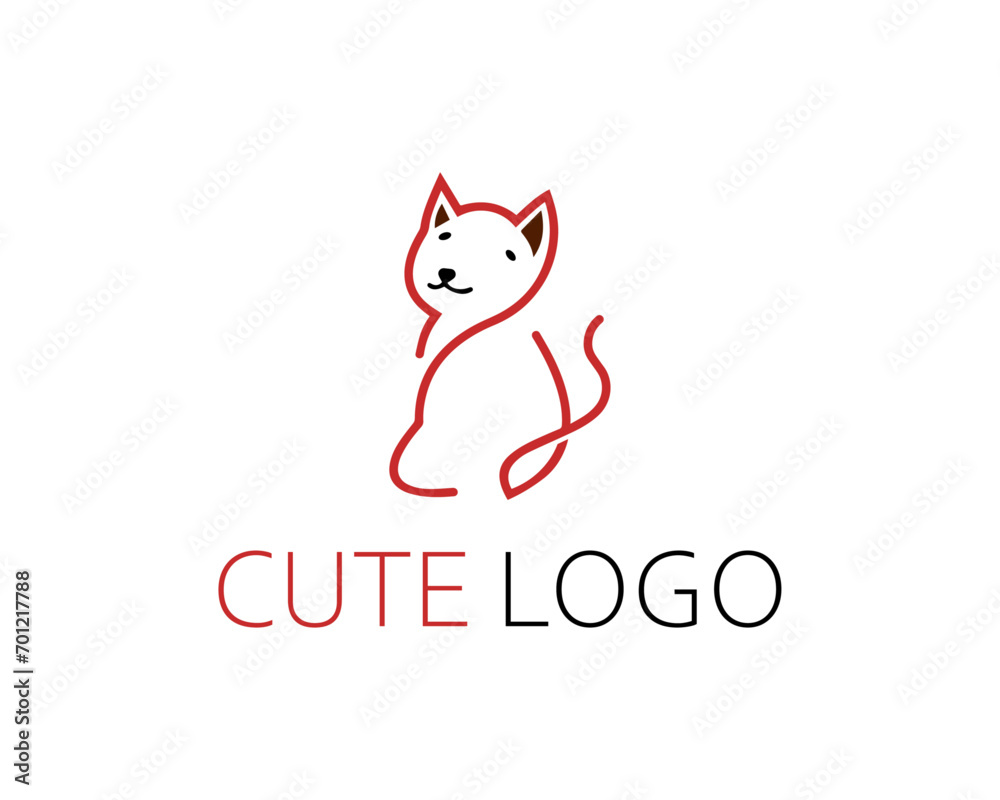 A line art icon logo of a cat Silhouette of a cat. Contour cat. Cat logo. Pet. Minimalist illustration of a cat ZIp file