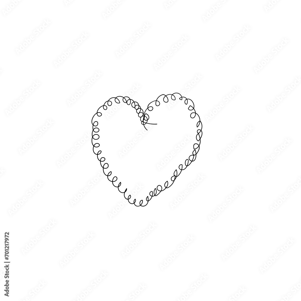 Continuous Line Drawing Love Outline .Illustration Icon Vector