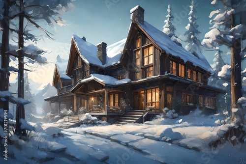 a beautifull glaciear, around the house,the house srounded by wood,and snowfall is also less. 