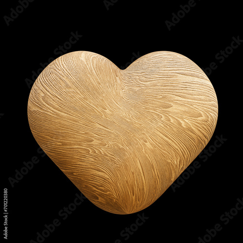 3d rendering heart made of wood isolated on a dark background
