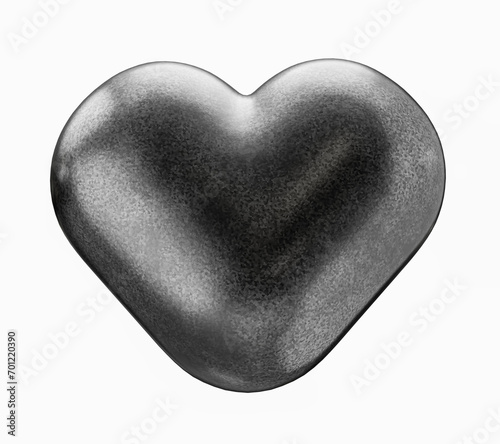 3d rendering heart made of metal isolated on a white background