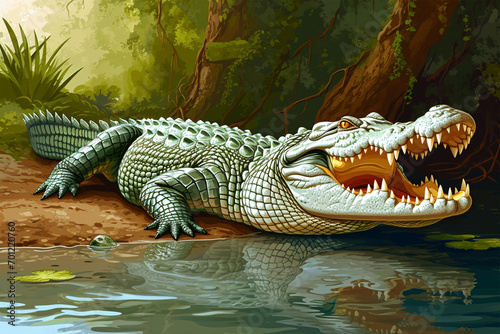 illustration of a crocodile in the water