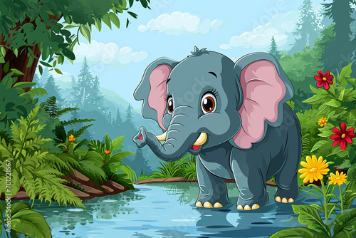 illustration of an elephant in water