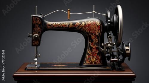 antique sewing machine Isolated Background Generative Ai