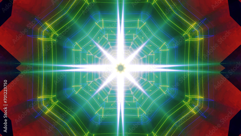 Fototapeta premium abstract backgrounds created with various 2d shapes. Kaleidoscope patterns psychedelic trippy backgrounds