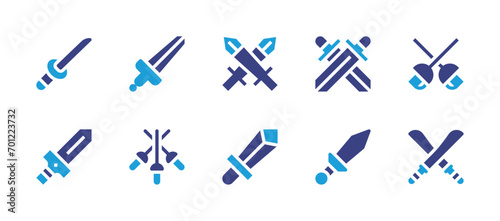 Fototapeta Naklejka Na Ścianę i Meble -  Sword icon set. Duotone color. Vector illustration. Containing katana, sword, swords.