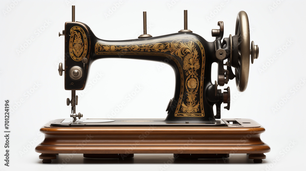 antique sewing machine Isolated Background Generative Ai