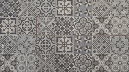 azulejos ceramic tile style original traditional Portuguese and Spain decor floor © OceanProd