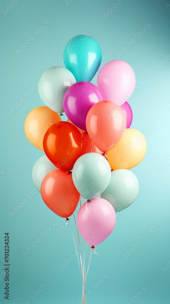 Bunch of balloons placed on a blue background Bunch of balloons placed on a blue background