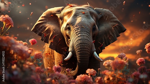 elephant and flower.