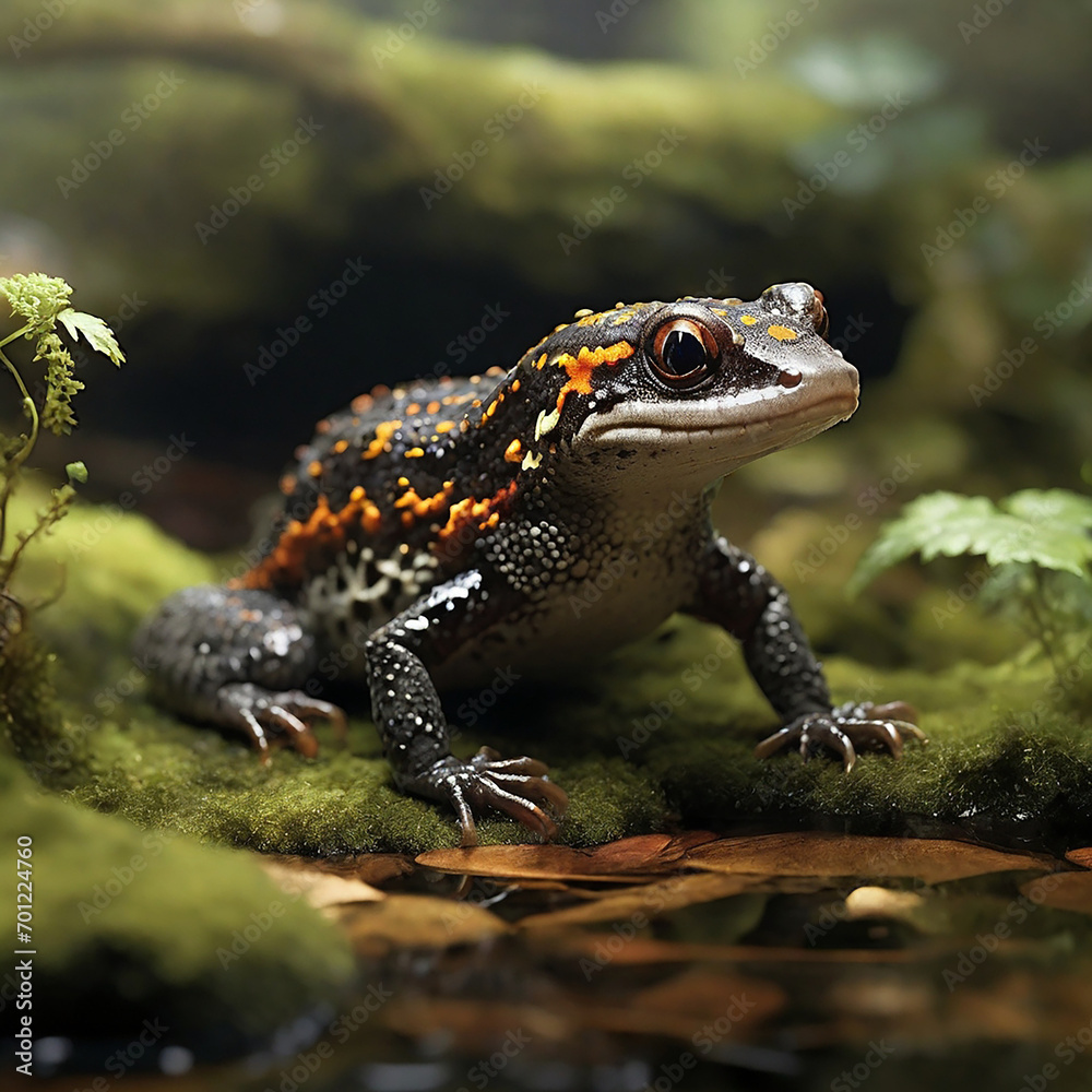 Fototapeta premium A Salamander's Tale ai generated