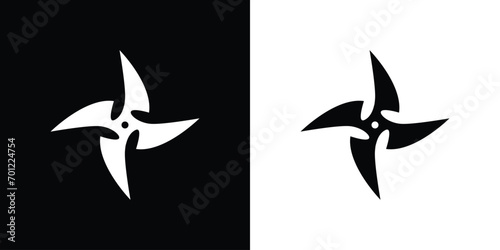 Ninja blades, star on black and white 