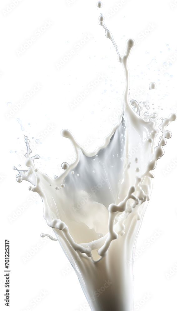 Splashing milk isolated on transparent background. PNG