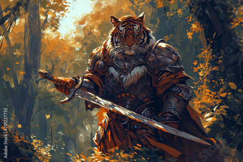 illustration of a forest guard tiger knight photo