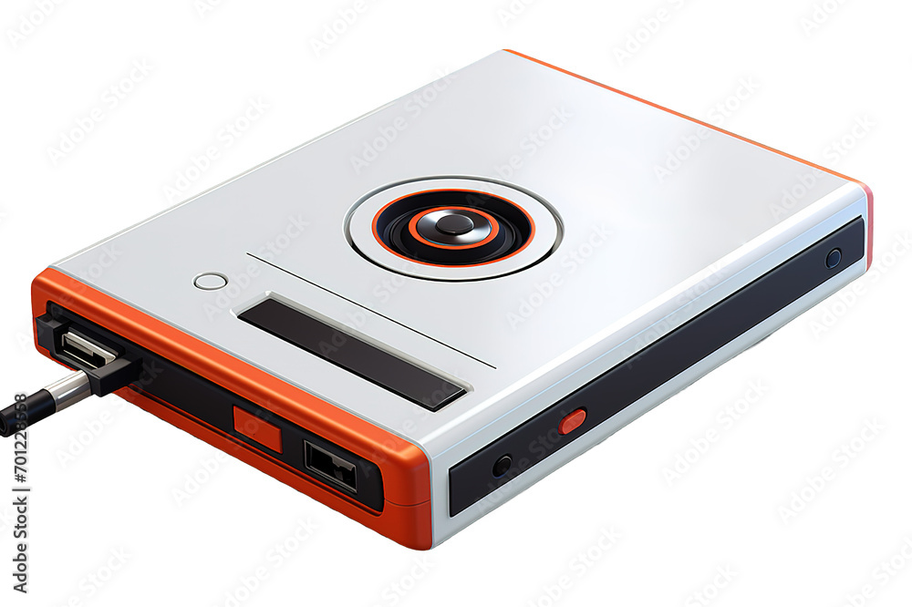 Fototapeta premium external computer hard disc drive hdd isolated on PNG Background. Generative Ai.