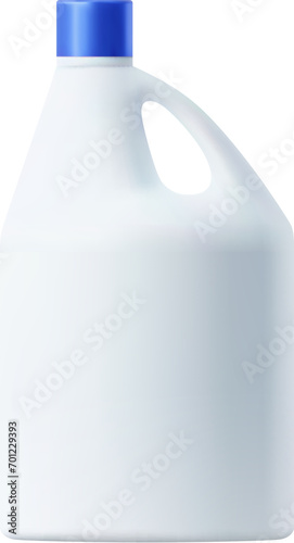 Mockup of white blank realistic plastic bottle for detergent and cleaning products. Isolated 3d vector packaging template for cleaner, household chemicals, liquid soap, stain remover, laundry bleach