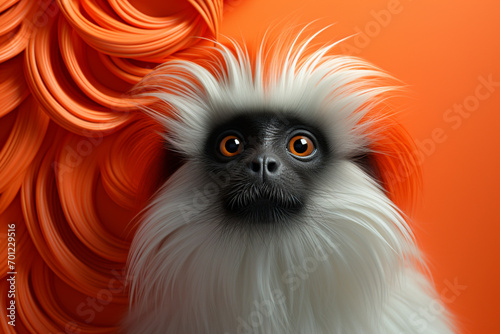 Tamarin icon, featuring a sleek and stylish Tamarin profile against a pale coral background. This design offers a modern and sophisticated touch, suitable for contemporary branding. photo
