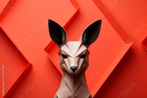  Wallaroo icon, featuring a sleek and stylish Wallaroo profile against a pale coral background. This design offers a modern and sophisticated touch, suitable for contemporary branding. photo