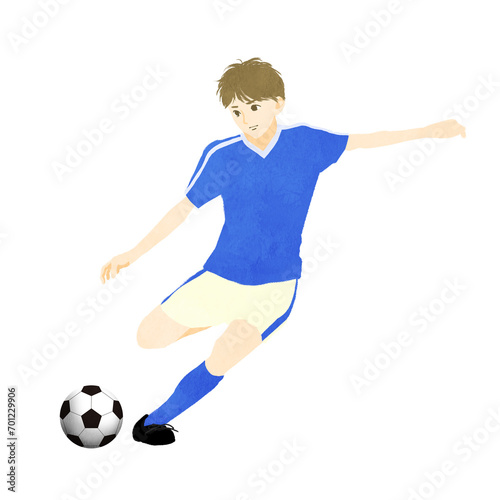 サッカーをする男の子のイラスト © 育美 上田