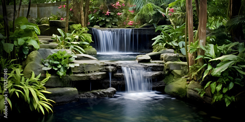 Natural waterfall background, Peaceful waterfall stock photo. Image of gardens, beauty, , Lush, Explore, Refreshing.