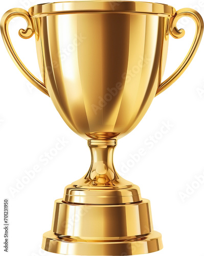 Golden award trophy isolated on transparent background. PNG