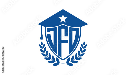 DFO three letter iconic academic logo design vector template. monogram, abstract, school, college, university, graduation cap symbol logo, shield, model, institute, educational, coaching canter, tech photo