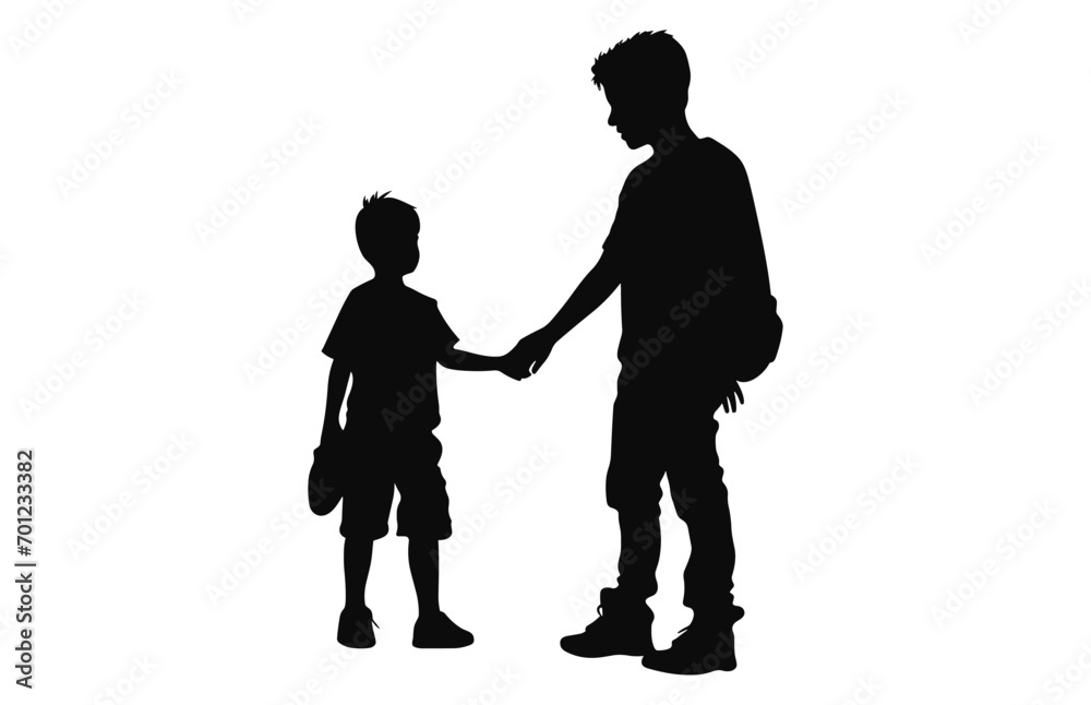 A Boy Friendship vector silhouette isolated on a white background