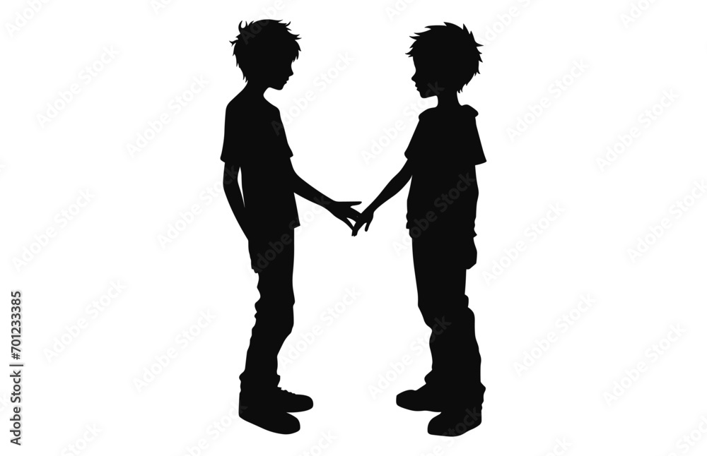 A Boy Friendship vector silhouette isolated on a white background