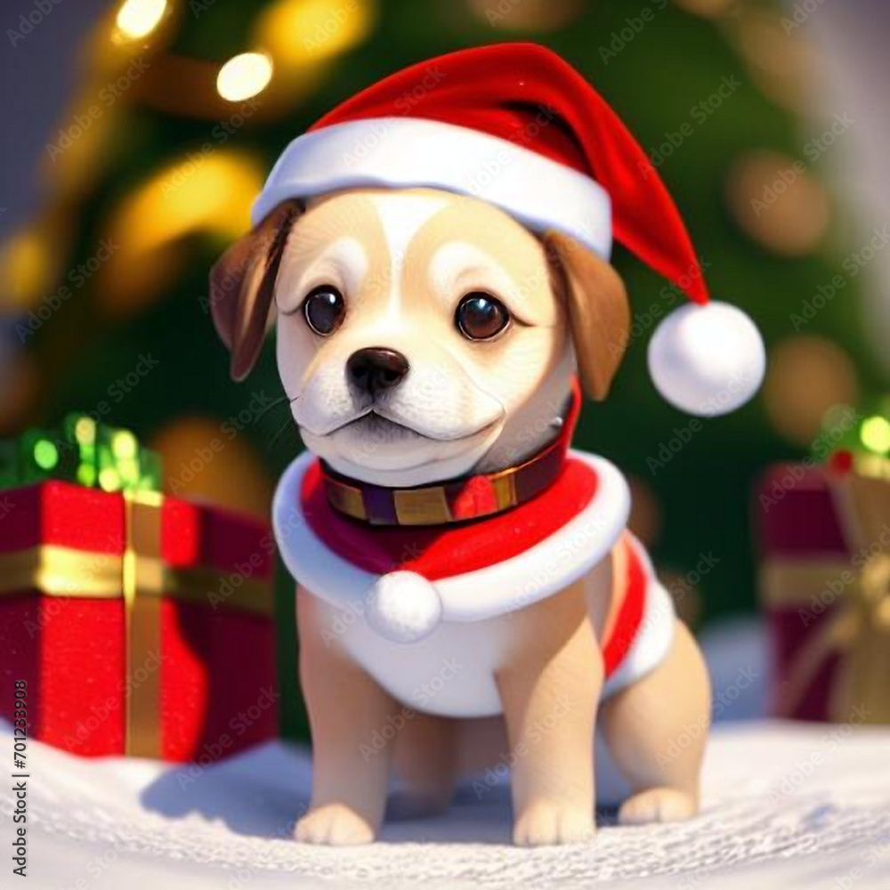puppy in santa hat