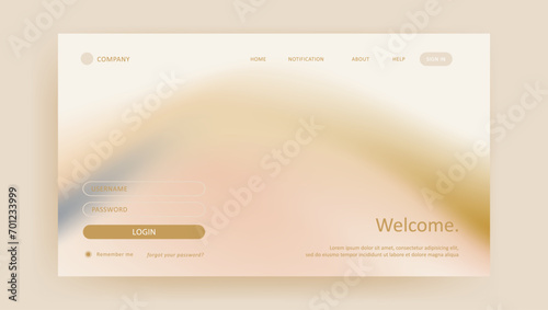 Abstract elegant gradient background. aesthetic website landing page or banner template modern style vector illustration. login form