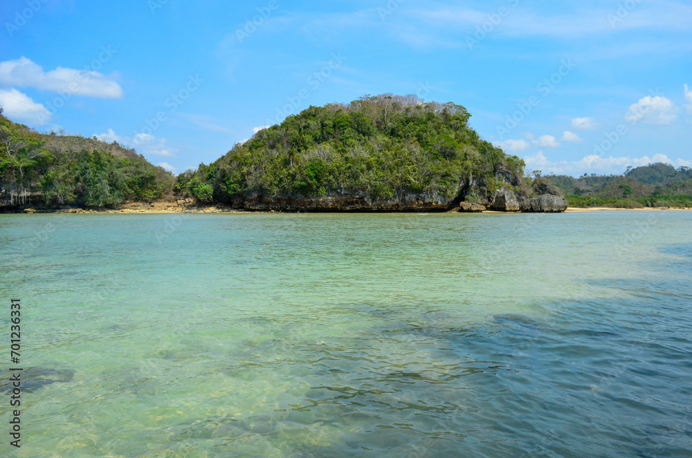 Fototapeta premium Beautiful Beach with white sand and clear skyline in Malang