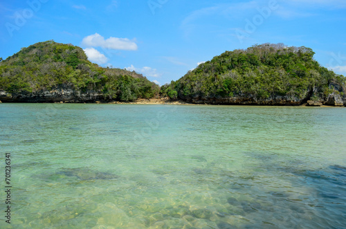 Beautiful Beach with white sand and clear skyline in Malang