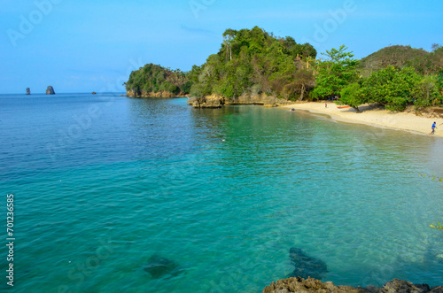 Beautiful Beach with white sand and clear skyline in Malang