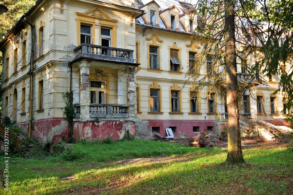 Old historic dilapidated houses without repair