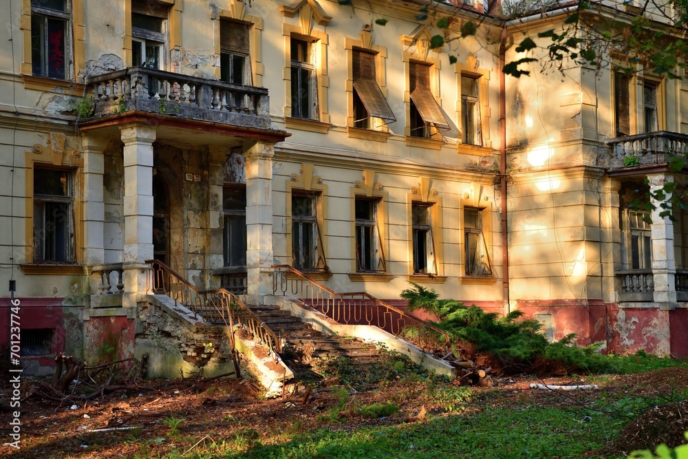 Old historic dilapidated houses without repair