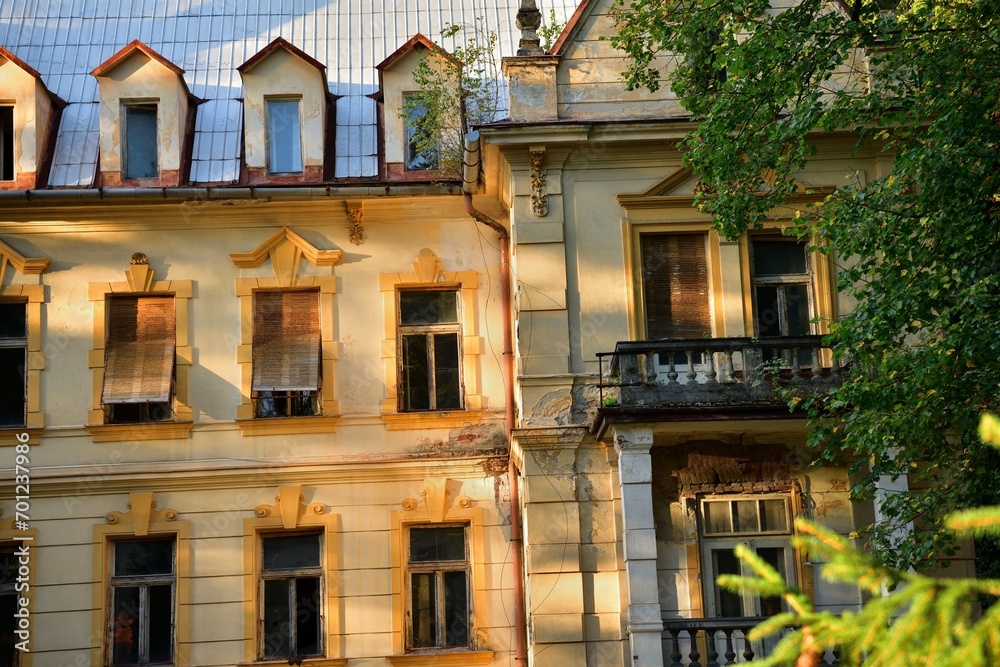 Old historic dilapidated houses without repair