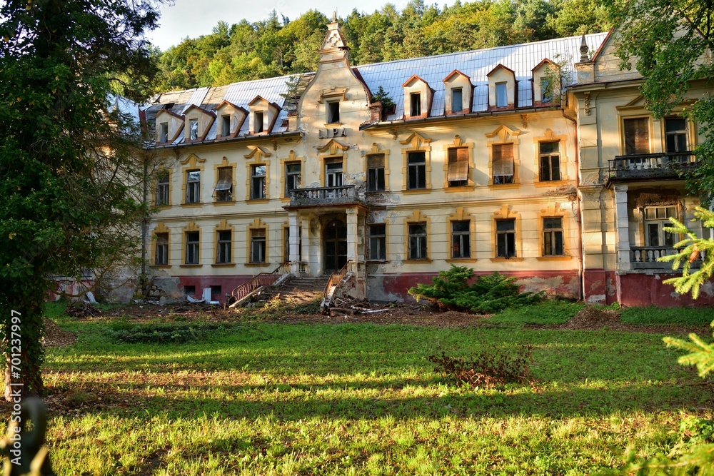 Old historic dilapidated houses without repair