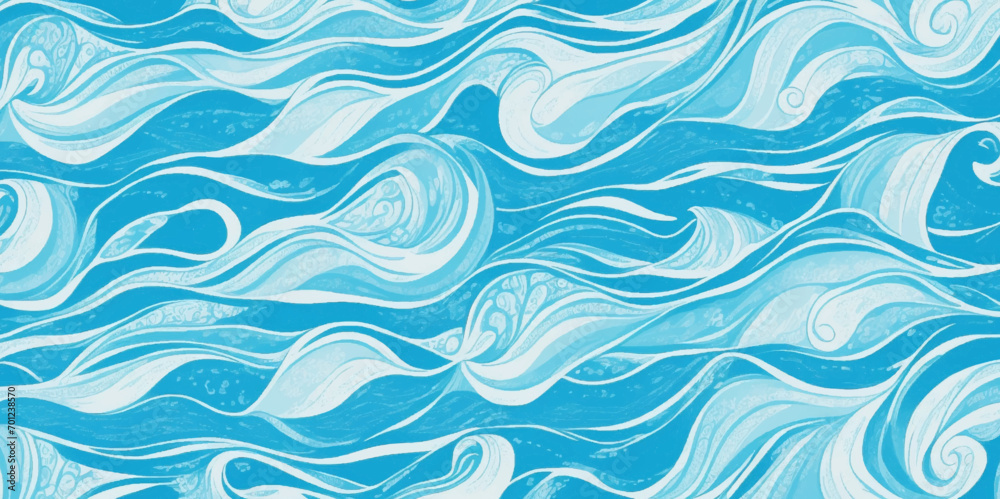 Vector ocean wave line blue and white background. Ocean sea art with natural template. Seamless soft blue ocean pattern wave water background.