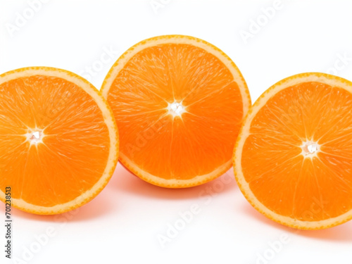 Fresh orange slices a white background