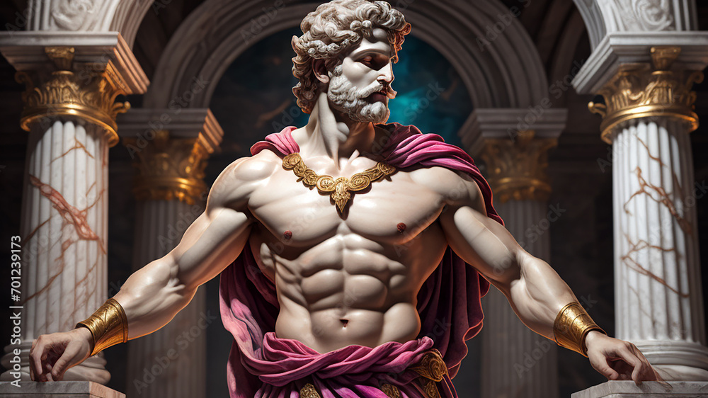 Fototapeta premium Griechischer Gott in Marmor mit Umhang