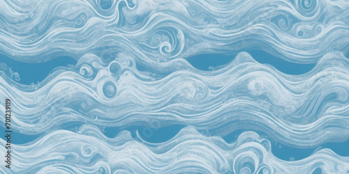 Vector ocean wave line blue and white background. Ocean sea art with natural template. Seamless soft blue ocean pattern wave water background. © Vactor Viky